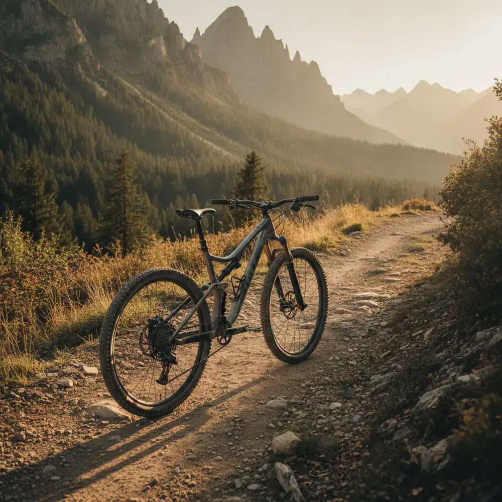Rugged mountain bike on a dirt trail